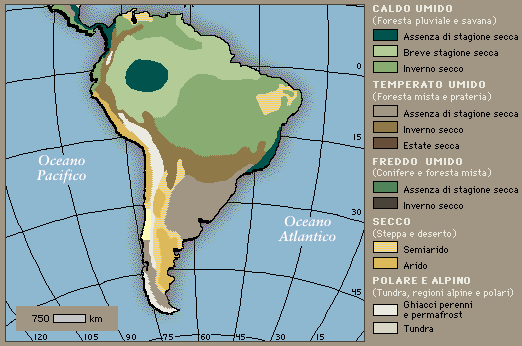 carta climatica del Sudamerica
